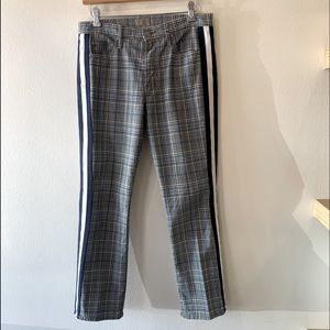 Mother insider ankle plaid  side tuxedo stripe blue grey white womens size 29
